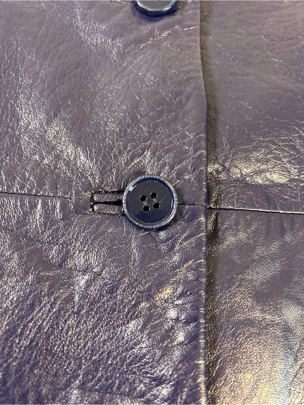 Women’s Navy Indigo Leather Blazer Jacket - Picture 2 of 10